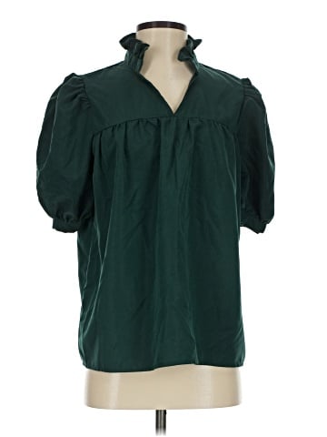 Women With Control Short Sleeve Blouse (view 1)