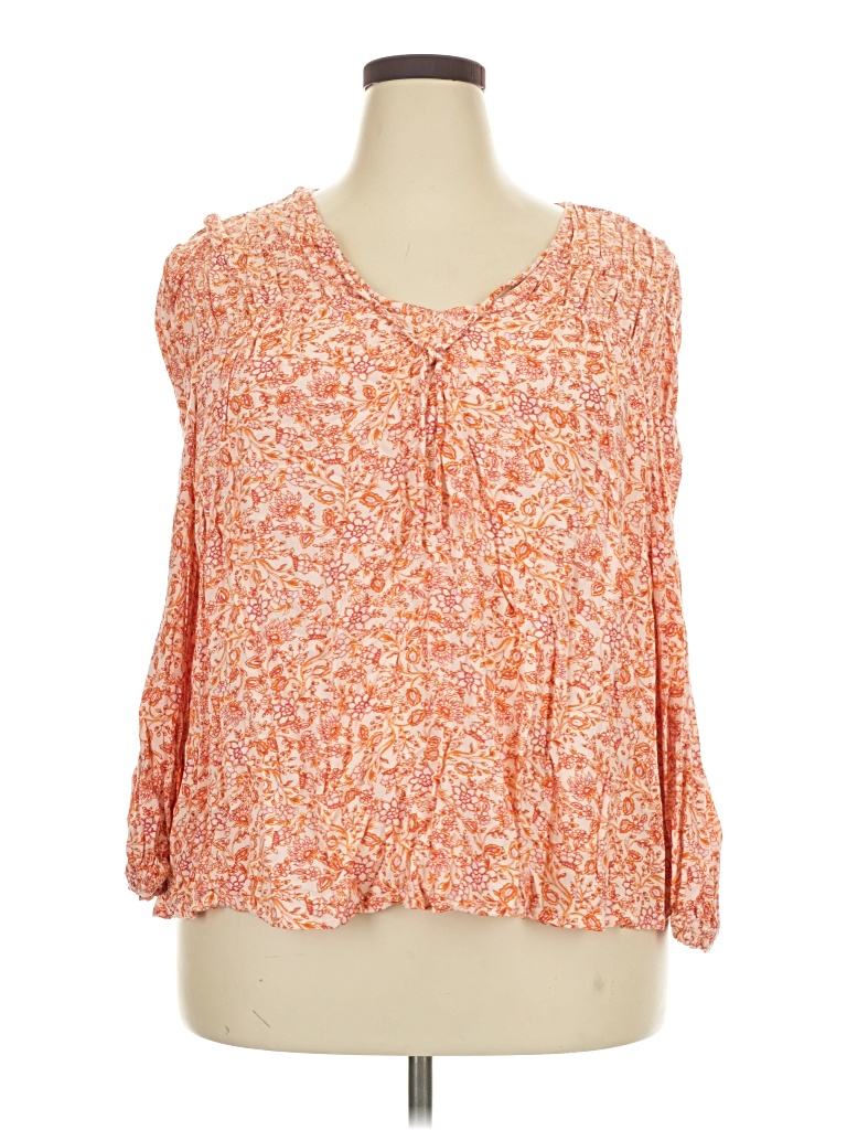 Pre-owned Old Navy 3/4 Sleeve Blouse In Orange