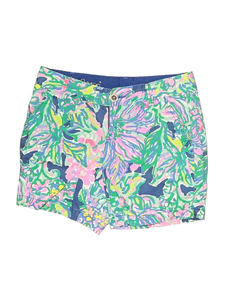 Lilly Pulitzer Board Shorts: Blue Tropical Pattern Swimwear - Size 0