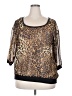 Bobbie Brooks Animal Print Gold Tan 3/4 Sleeve Blouse Size 1X - photo 1
