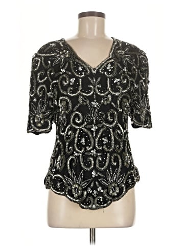 Laurence Kazar New York Short Sleeve Silk Top (view 1)