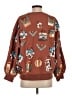 Queen of Sparkles Print Brown Pullover Sweater Size XS - photo 2