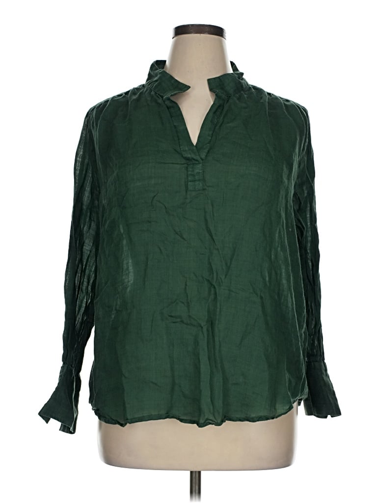 Pre-owned Chico's Long Sleeve Blouse In Green