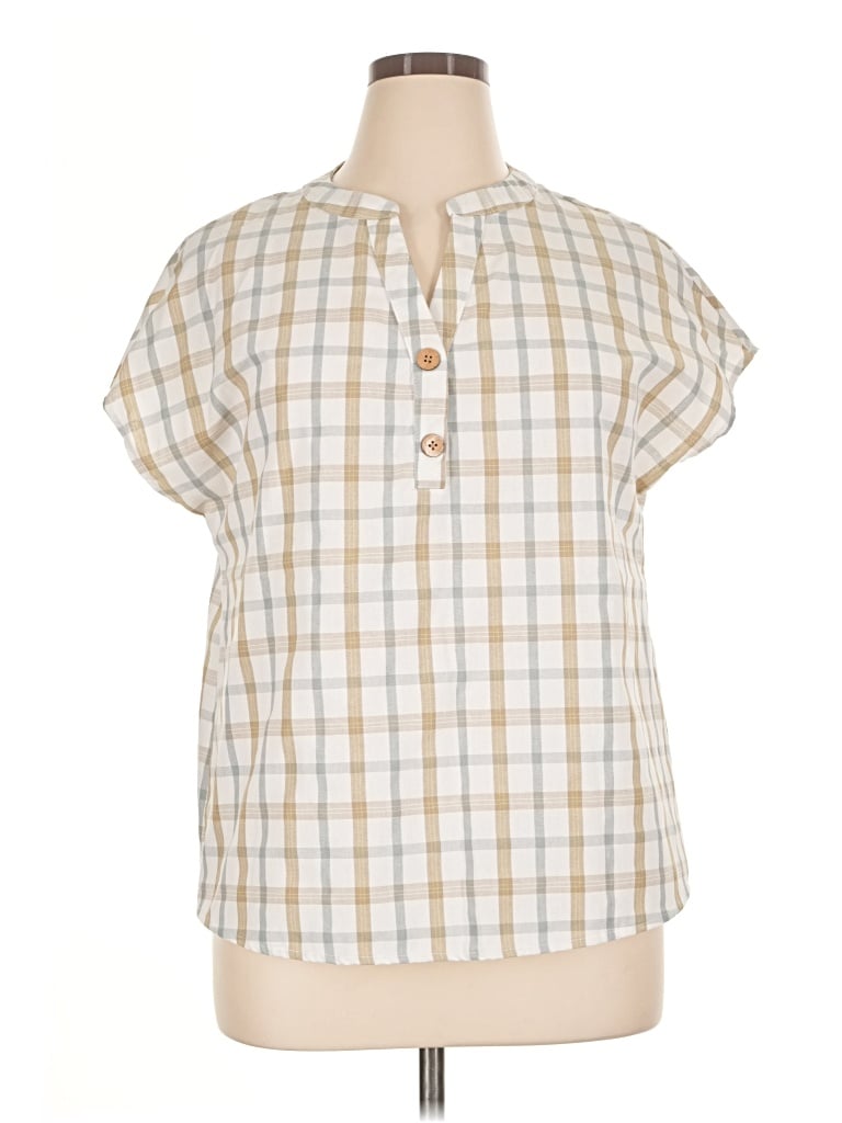 Pre-owned Emery Rose Short Sleeve Blouse In Ivory