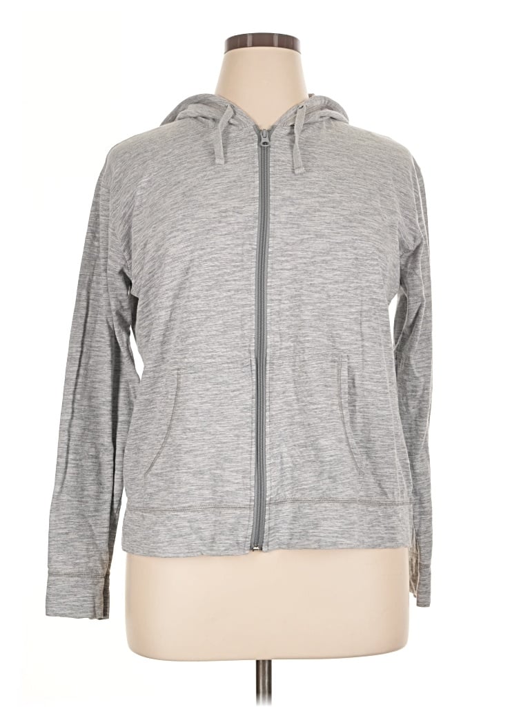 Pre-owned Hanes Zip Up Hoodie In Gray
