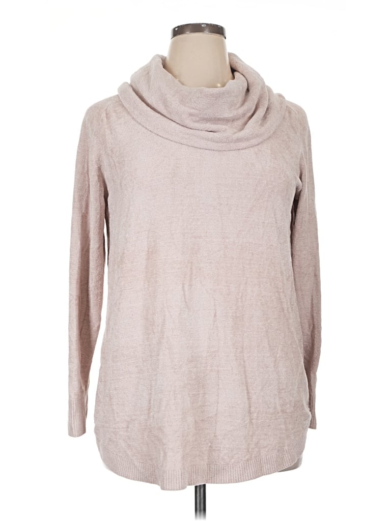 Pre-owned Barefoot Dreams Turtleneck Sweater In Tan