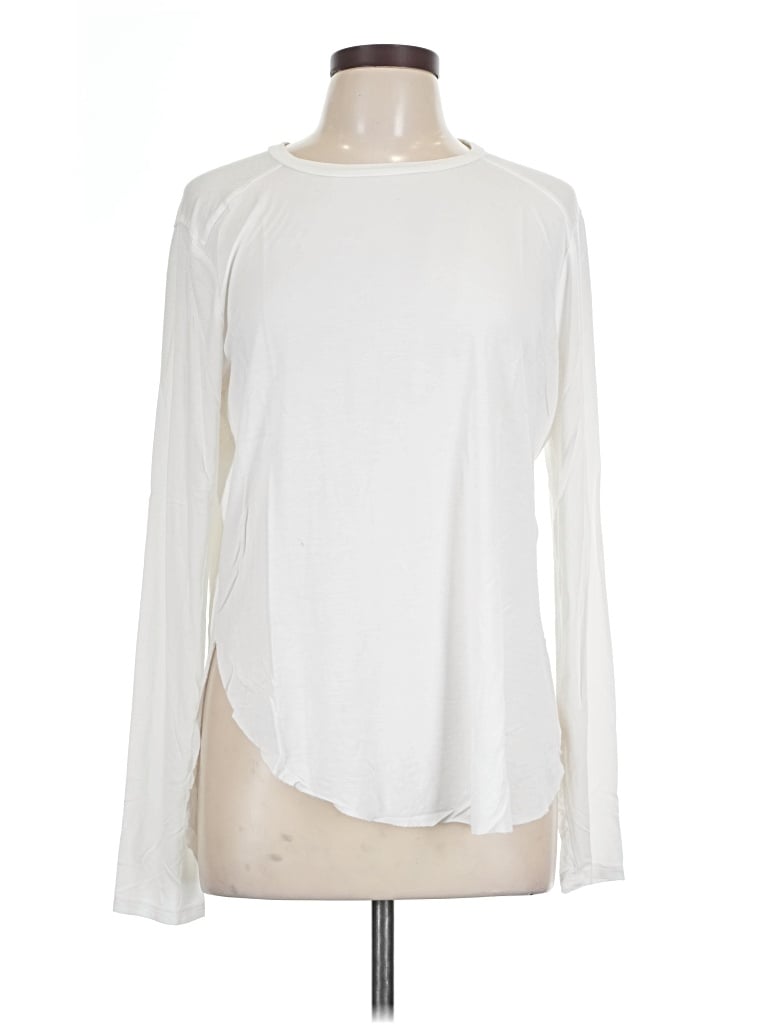 Pre-owned Halogen Long Sleeve Top Ivory Mock Neckline Tops