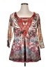 One World 100% Polyester Orange 3/4 Sleeve Blouse Size 1X - photo 1