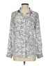 Unbranded 100% Polyester Paisley Gray Blue Long Sleeve Blouse Size XS - photo 1