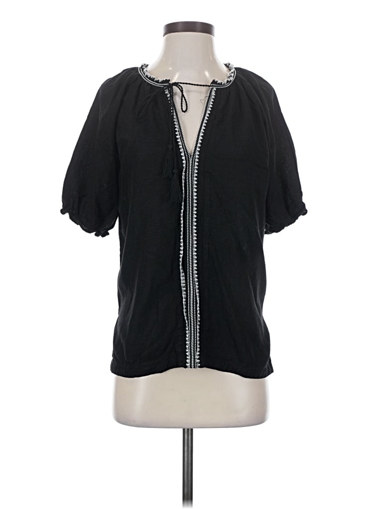 Pre-owned Yest Short Sleeve Blouse In Black