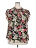 Anne Klein 100% Polyester Floral Black Short Sleeve Blouse Size 2X - photo 1