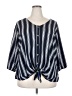 Speed Limit MPH 100% Polyester Stripes Blue 3/4 Sleeve Blouse Size 2X - photo 1