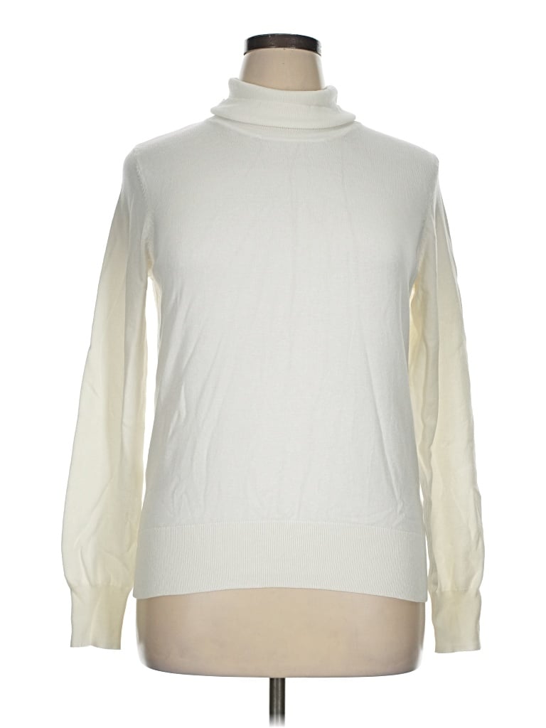 Pre-owned H&m Long Sleeve Turtleneck In Ivory