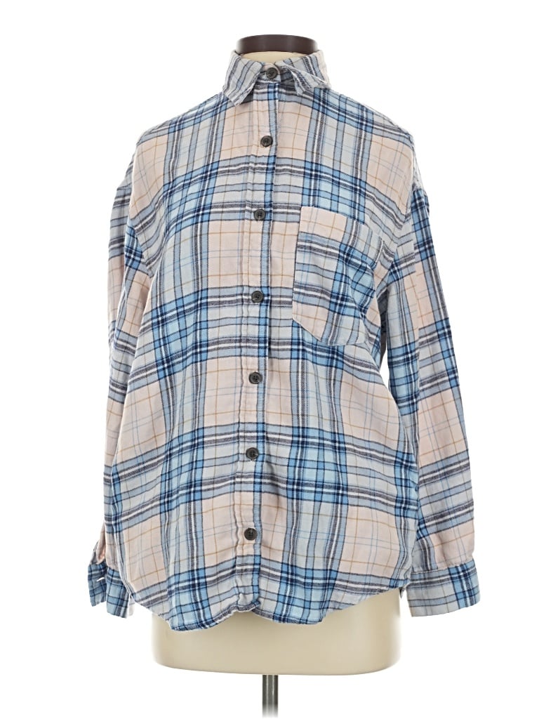 Pre-owned Wild Fable Long Sleeve Button Down Shirt In Blue