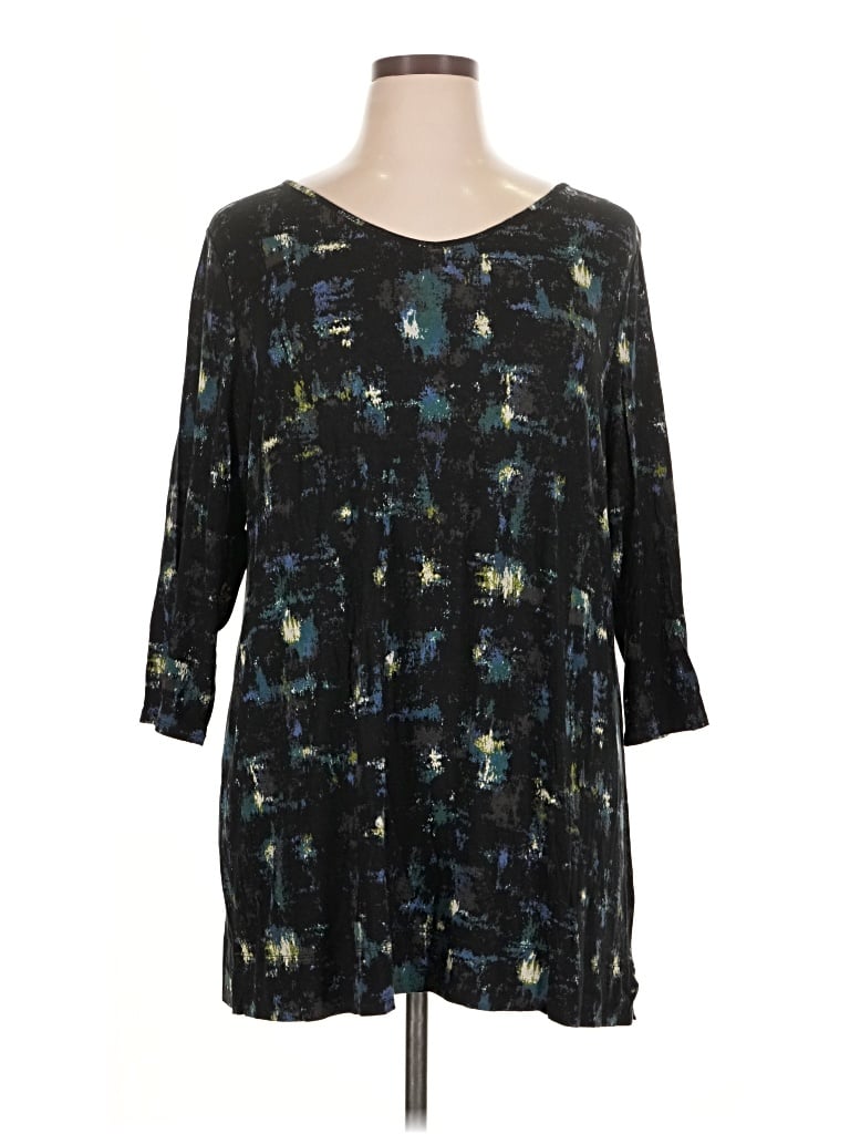Pre-owned Jjill 3/4 Sleeve T-shirt In Black