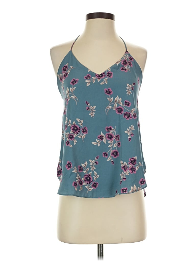 Pre-owned 4si3nna Sleeveless Top Teal Halter Neckline Tops