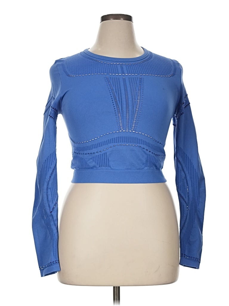 Pre-owned Fabletics Long Sleeve Top Blue Keyhole Neckline Tops
