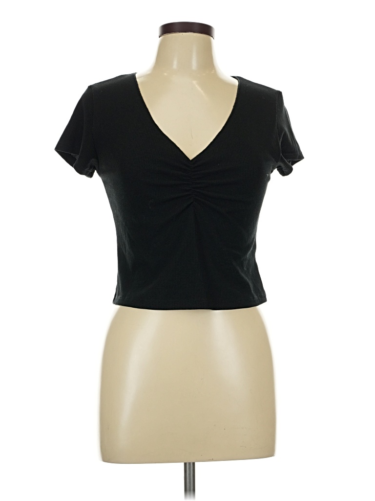 Pre-owned Wild Fable Short Sleeve Top Black Sweetheart Neckline Tops