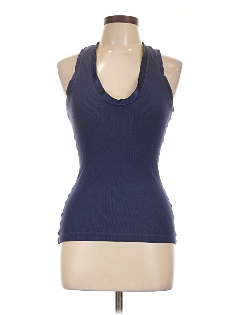 Pre-owned H By Bordeaux Tank Top Blue Halter Neckline Tops