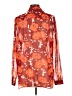 CAbi 100% Polyester Floral Orange Long Sleeve Blouse Size L - photo 2