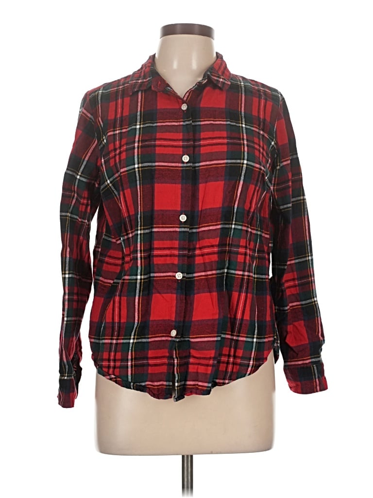 Pre-owned Old Navy Long Sleeve Button Down Shirt In Red
