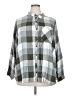 Terra & Sky 100% Viscose Checkered-gingham Gray 3/4 Sleeve Button-Down Shirt Size 2X - photo 1