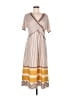 Unbranded 100% Polyester Stripes Brown Casual Dress Size M - photo 1