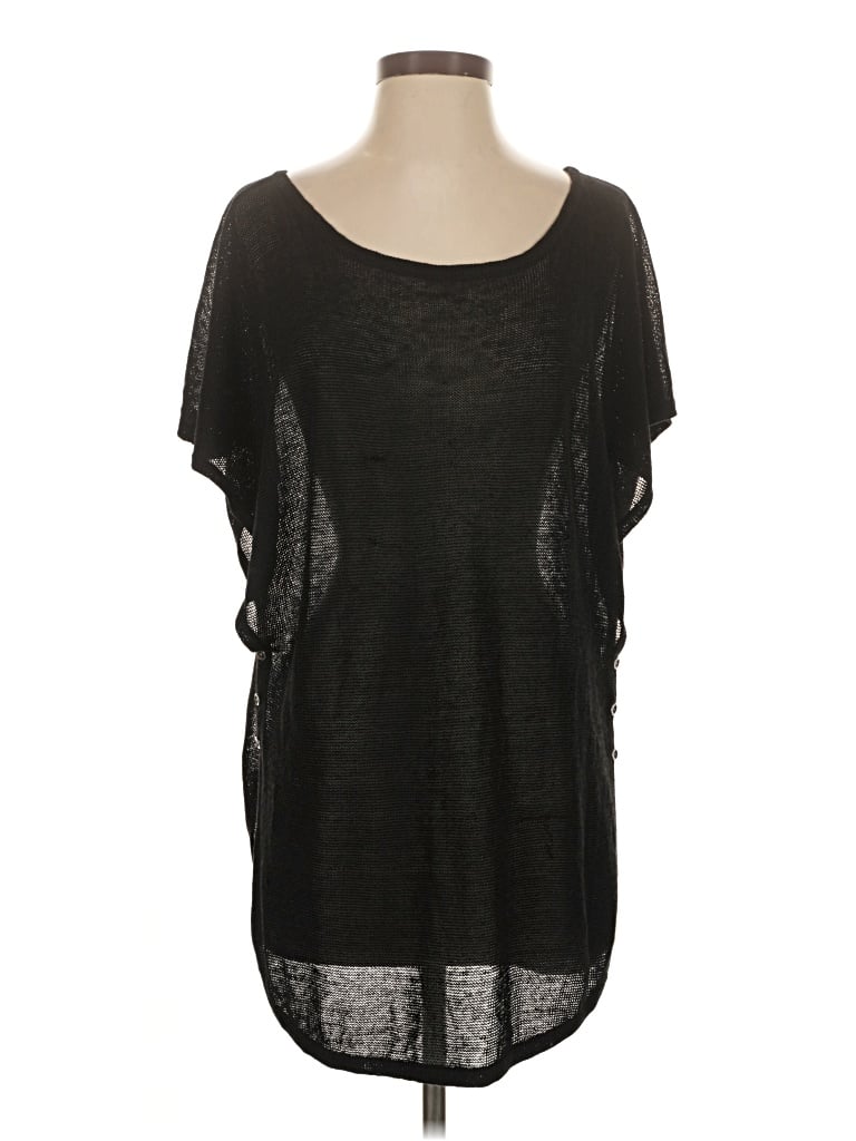 Pre-owned Club Monaco Short Sleeve Top Black Scoop Neck Tops