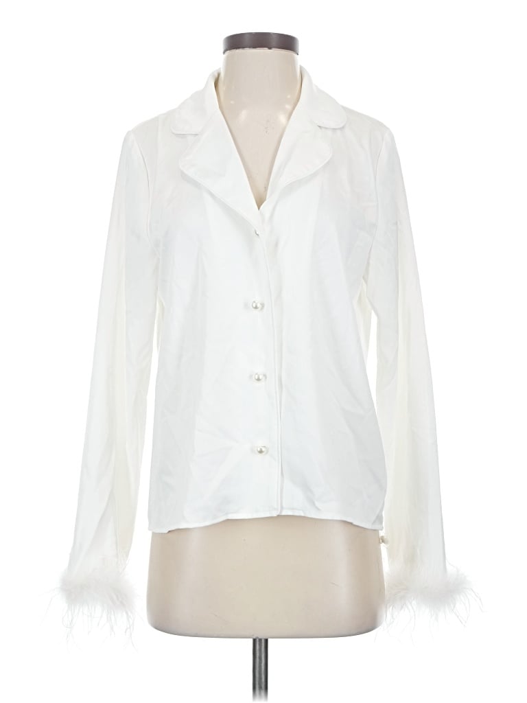 Pre-owned Lulus Long Sleeve Blouse In Ivory