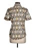 Tory Burch 100% Cotton Argyle Brown Ivory Short Sleeve Button-Down Shirt Size 6 - photo 2