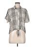 Nine West Checkered-gingham Gray Short Sleeve Blouse Size M - photo 1