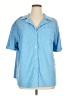 7 For All Mankind 100% Polyester Polka Dots Blue Short Sleeve Blouse Size XL - photo 1