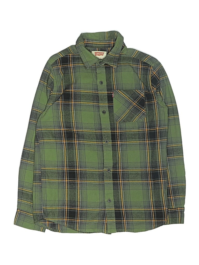 Pre-owned Levi's Kids'  Long Sleeve Button Down Shirt In Green