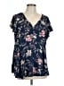 Torrid 100% Polyester Blue Short Sleeve Blouse Size Lg Plus (0) - photo 1