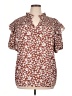 Unbranded 100% Polyester Floral Brown Short Sleeve Blouse Size XL - photo 1