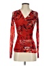 FUZZI 100% Nylon Red Long Sleeve Blouse Size XS - photo 1