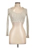 Audrey 3+1 100% Cotton Ivory Silver Long Sleeve Top Size M - photo 1