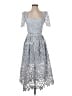 Self-Portrait 100% Polyester Gray Blue Cocktail Dress Size 4 - photo 1