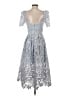 Self-Portrait 100% Polyester Gray Blue Cocktail Dress Size 4 - photo 2