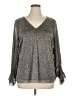 MSK Metallic Silver Long Sleeve Blouse Size XL - photo 1