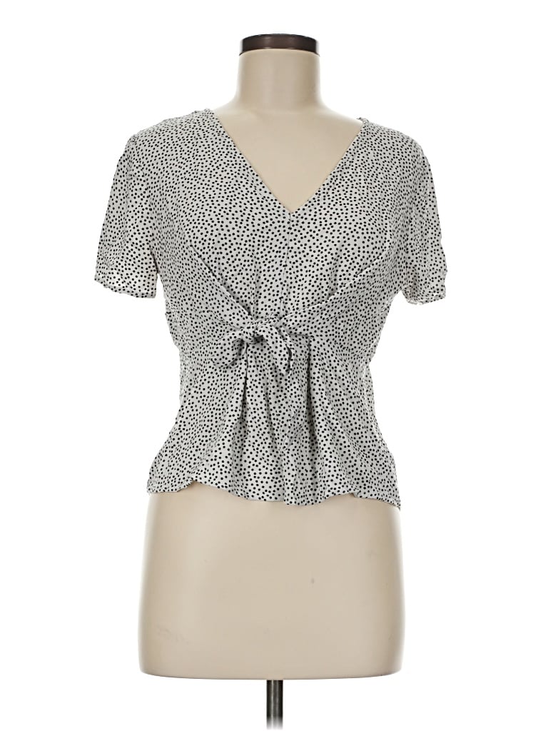 Pre-owned 14th & Union Short Sleeve Blouse In Gray