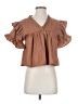 Day + Moon Brown Short Sleeve Blouse Size S - photo 1