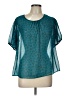 CAbi 100% Polyester Teal Short Sleeve Blouse Size L - photo 1