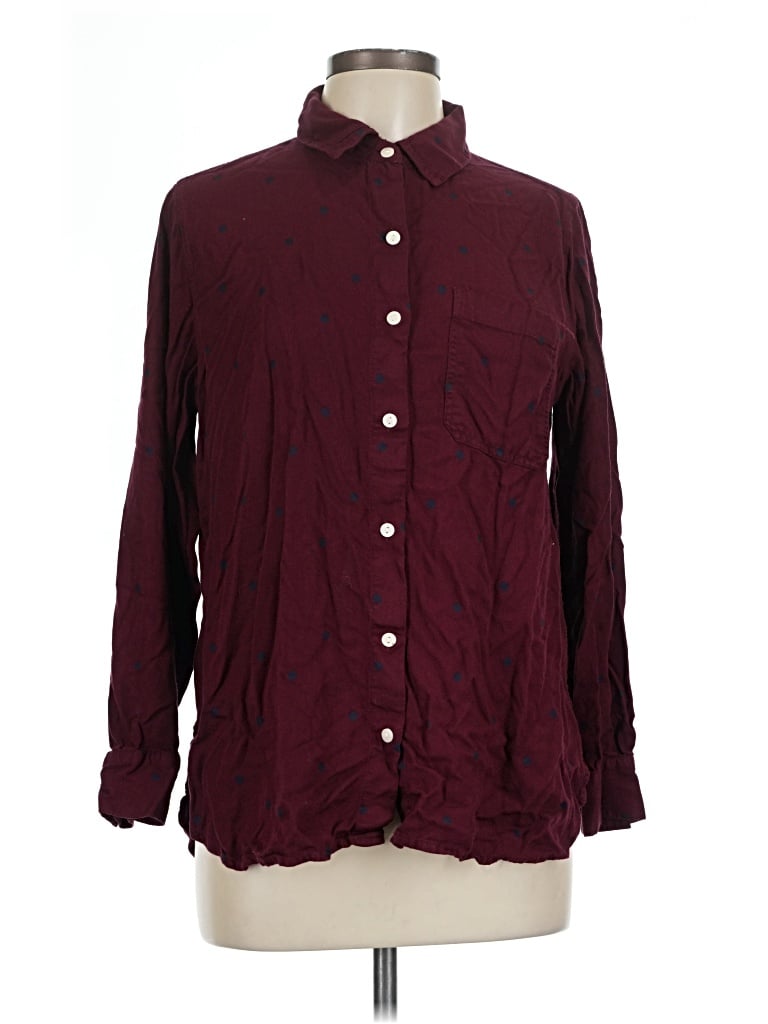 Pre-owned Old Navy Long Sleeve Button Down Shirt In Burgundy