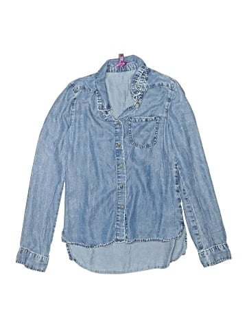 Aqua Long Sleeve Blouse (view 1)