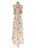 Lush 100% Polyester Floral Ivory Casual Dress Size S - photo 2