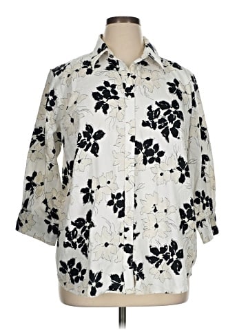Chaps 3/4 Sleeve Button-Down Shirt (view 1)