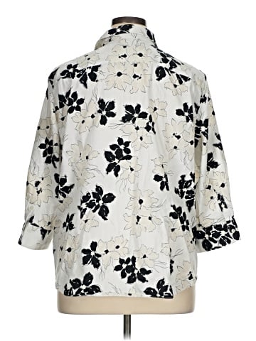 Chaps 3/4 Sleeve Button-Down Shirt (view 2)