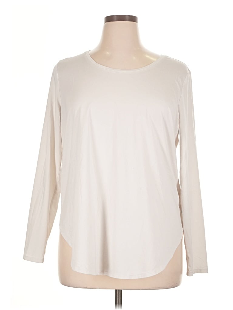 Pre-owned Gap Fit Long Sleeve Top Ivory Crew Neck Tops