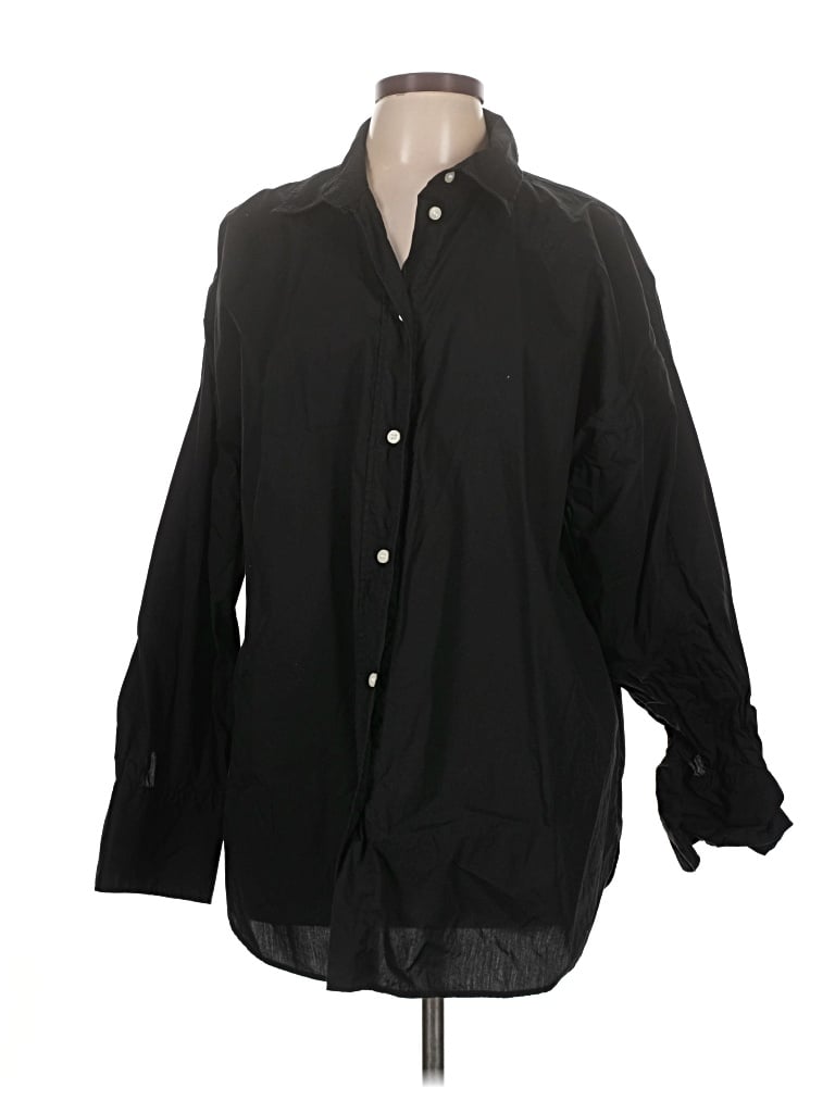 Pre-owned H&m Long Sleeve Button Down Shirt In Black